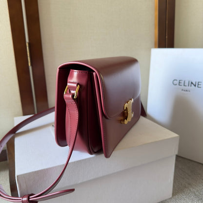 classique triomphe 22 dark red calfskin gold hardware