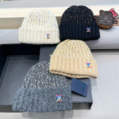 KNITTED BEANIE HAT IN GRAY WOOL 431617