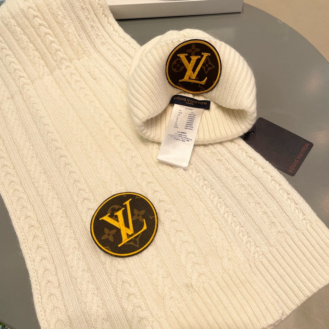 SET SCARF AND HAT IN BEIGE WOOL 434611