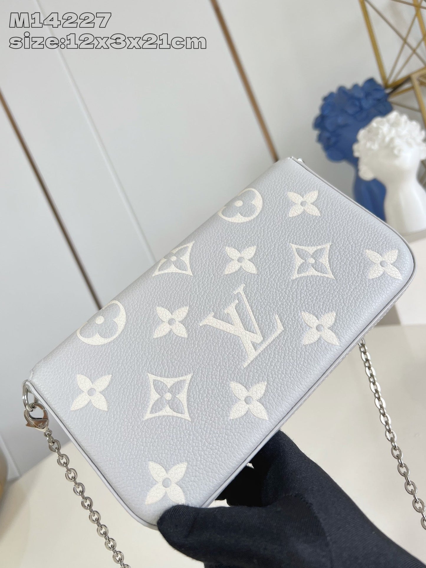 LV Pochette Felicie Brume Gray Monogram Cowhide 205525