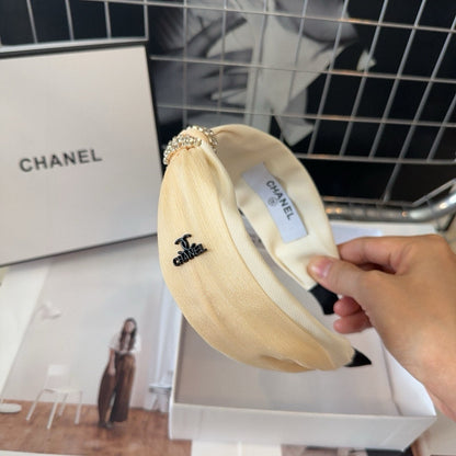 BEIGE CREAM SILK AND FABRIC HAIRBAND 410876