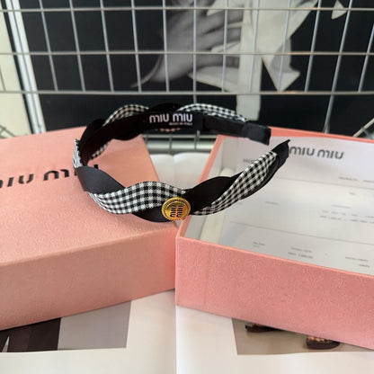 HEADBAND IN BLACK SILK MIX PLAID COTTON 412529