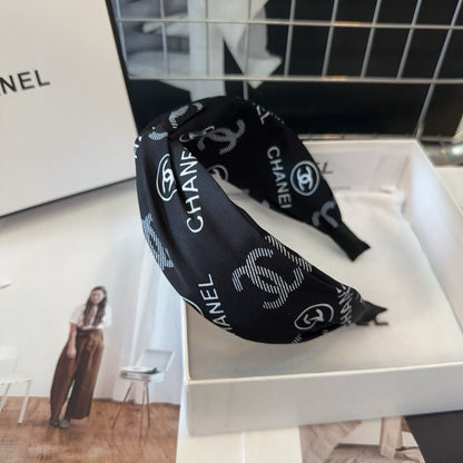 BLACK MONOGRAM FABRIC HAIRBAND 414446