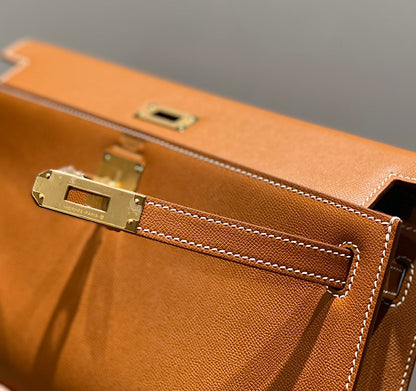 HM Kelly Elan 27cm Gold Leather Ghw