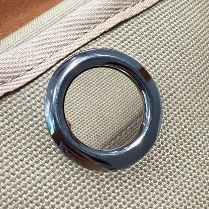 HM Mini Herbag Silver Buckle 20 Natural Canvas and Hunter Cowhide 243315