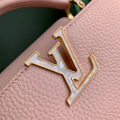 capucines mm 31.5 pink taurillon leather mop gold hardware