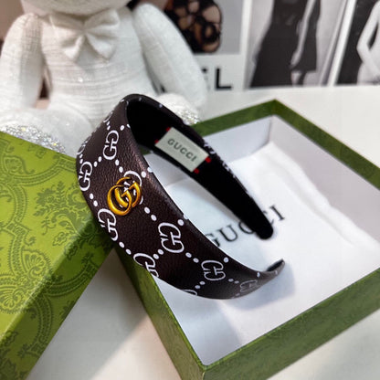 HEADBAND IN BLACK MONOGRAM PRINT LAMBSKIN 412506
