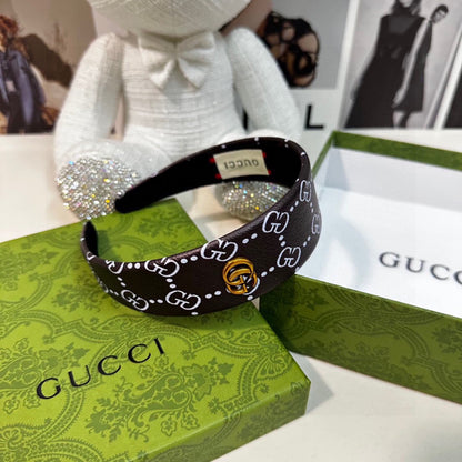 HEADBAND IN BLACK MONOGRAM PRINT LAMBSKIN 412506