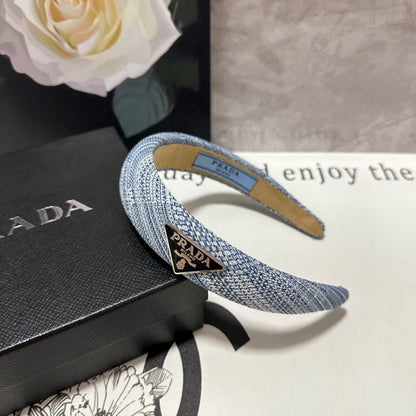 THICK HEADBAND IN BLUE MIX WHITE KNITTED FABRIC 432807