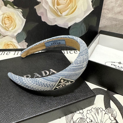 THICK HEADBAND IN BLUE MIX WHITE KNITTED FABRIC 432807