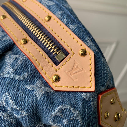 HIGH RISE 38 IN BLUE MONOGRAM DENIM GOLD HARDWARE