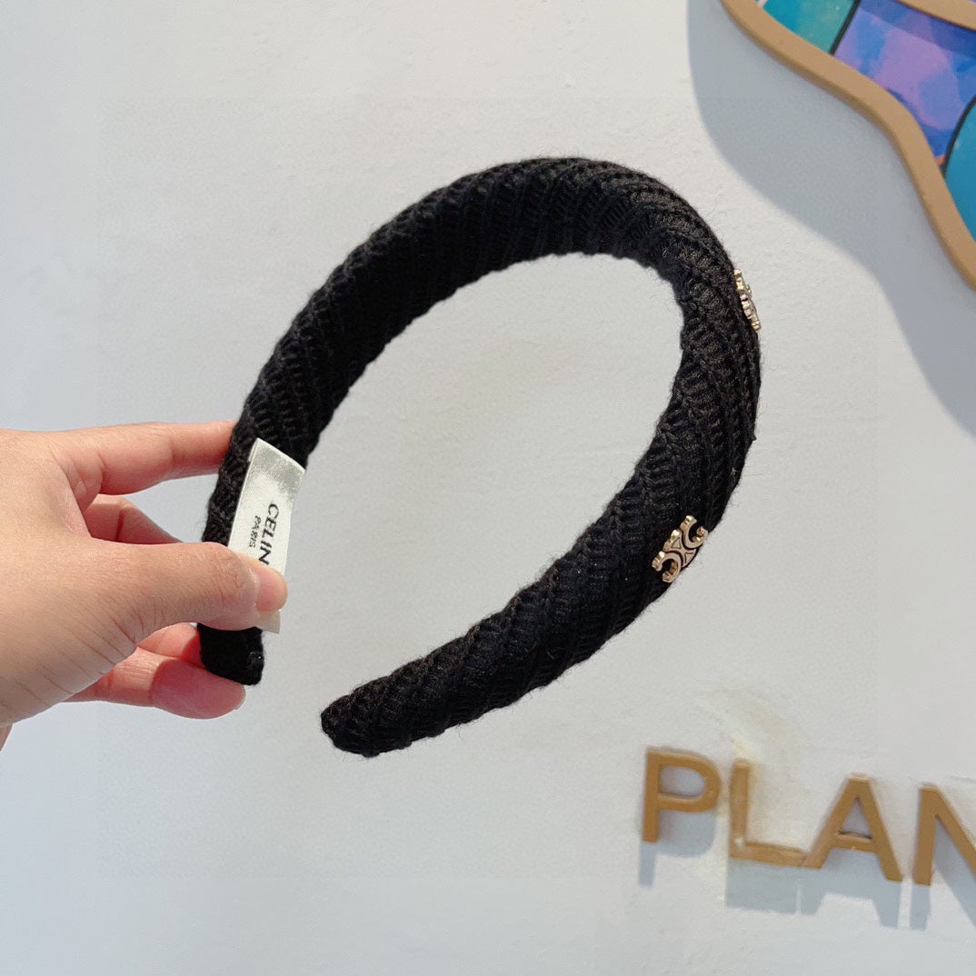 BLACK WOOL FABRIC HAIRBAND 402917