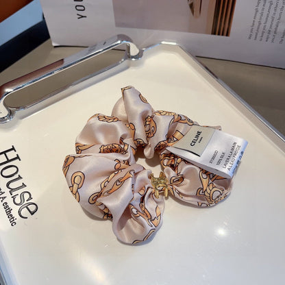 WHITE MIX LIGHT GOLD WRINKLED FABRIC SCRUNCHIE 417306
