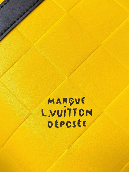 KEEPALL BANDOULI¨¨RE 50 IN YELLOW DAMIER SCUBA CALFSKIN