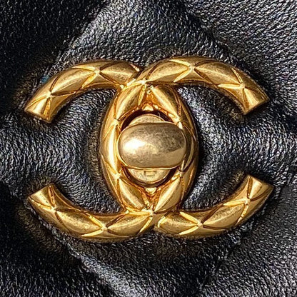 24a classic flap bag 26cm black lambskin gold hardware
