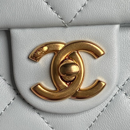 CC 24K Mini Flap Bag 21cm Cloud Blue Lambskin Gold Hardware