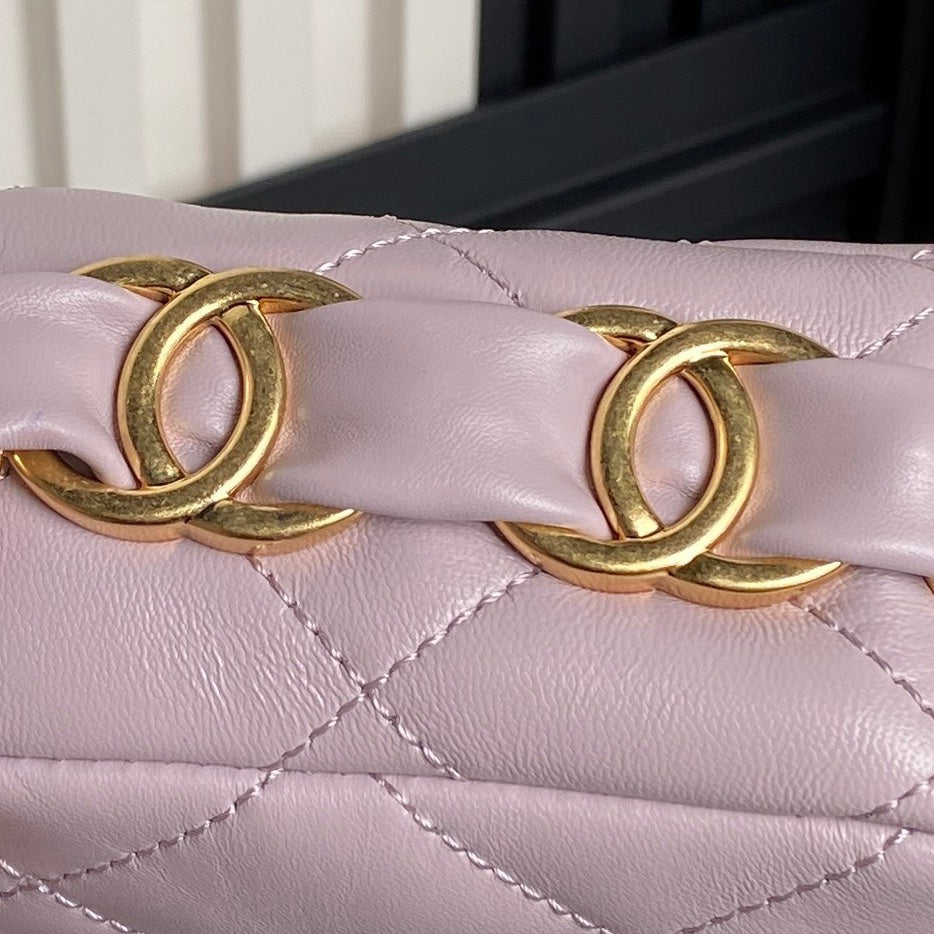 CC 24K Mini Flap Bag 21cm Light Violet Lambskin Gold Hardware