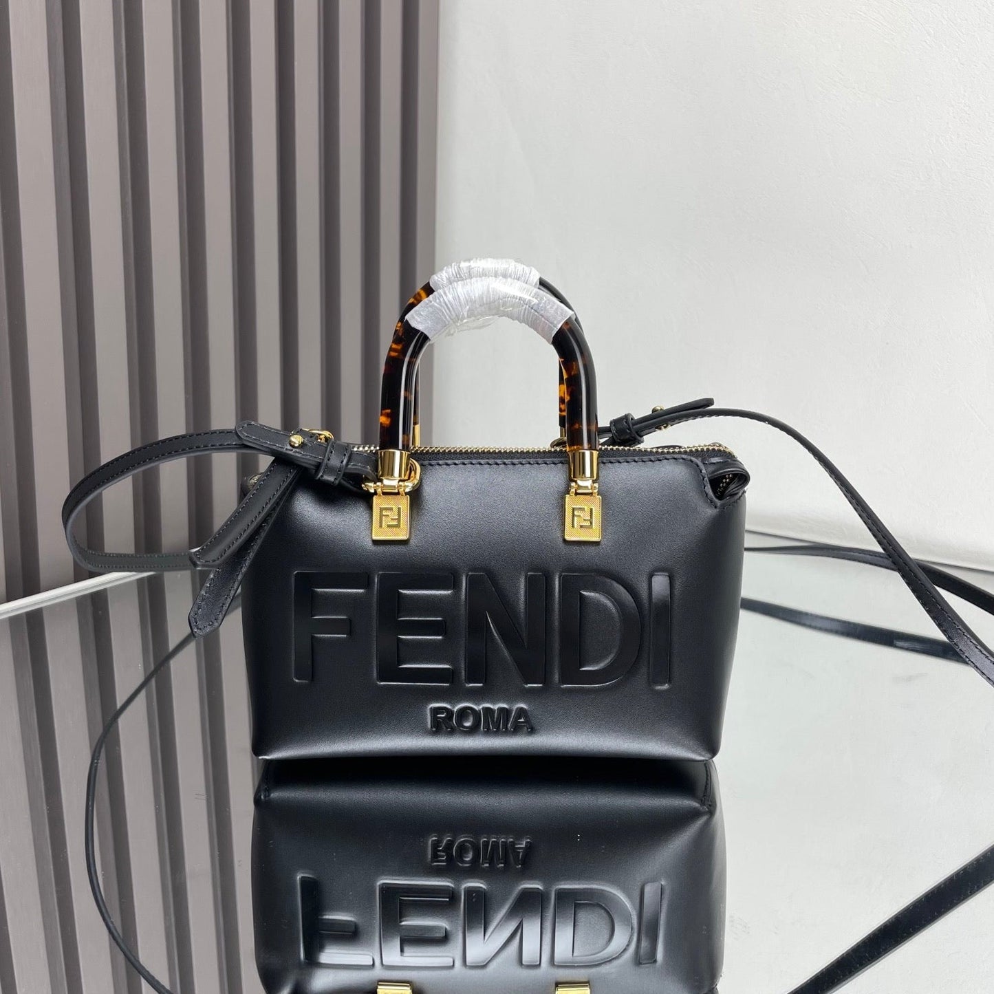 BY THE WAY MINI 18 IN BLACK EMBOSSED CALFSKIN GOLD HARDWARE