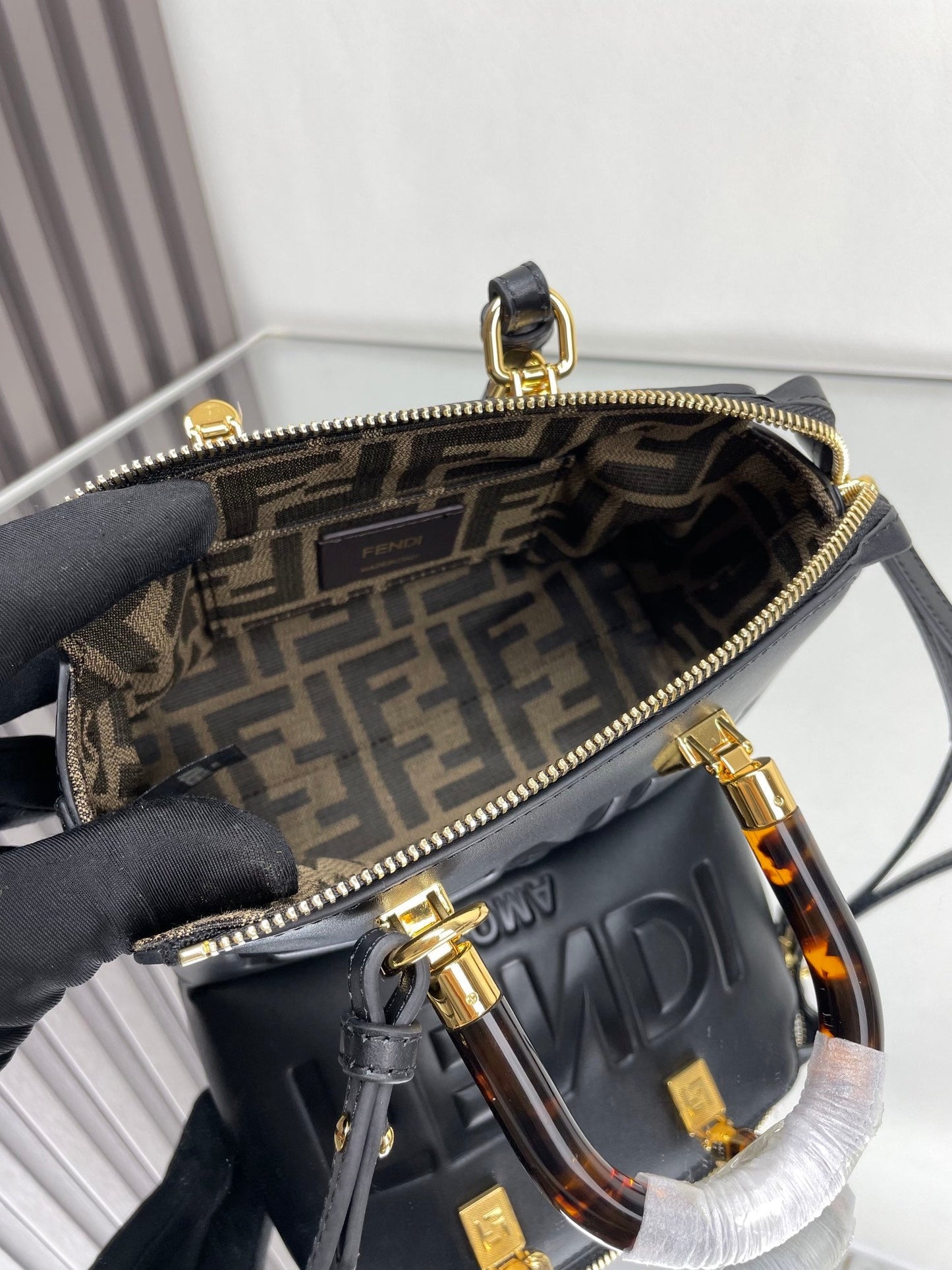 BY THE WAY MINI 18 IN BLACK EMBOSSED CALFSKIN GOLD HARDWARE