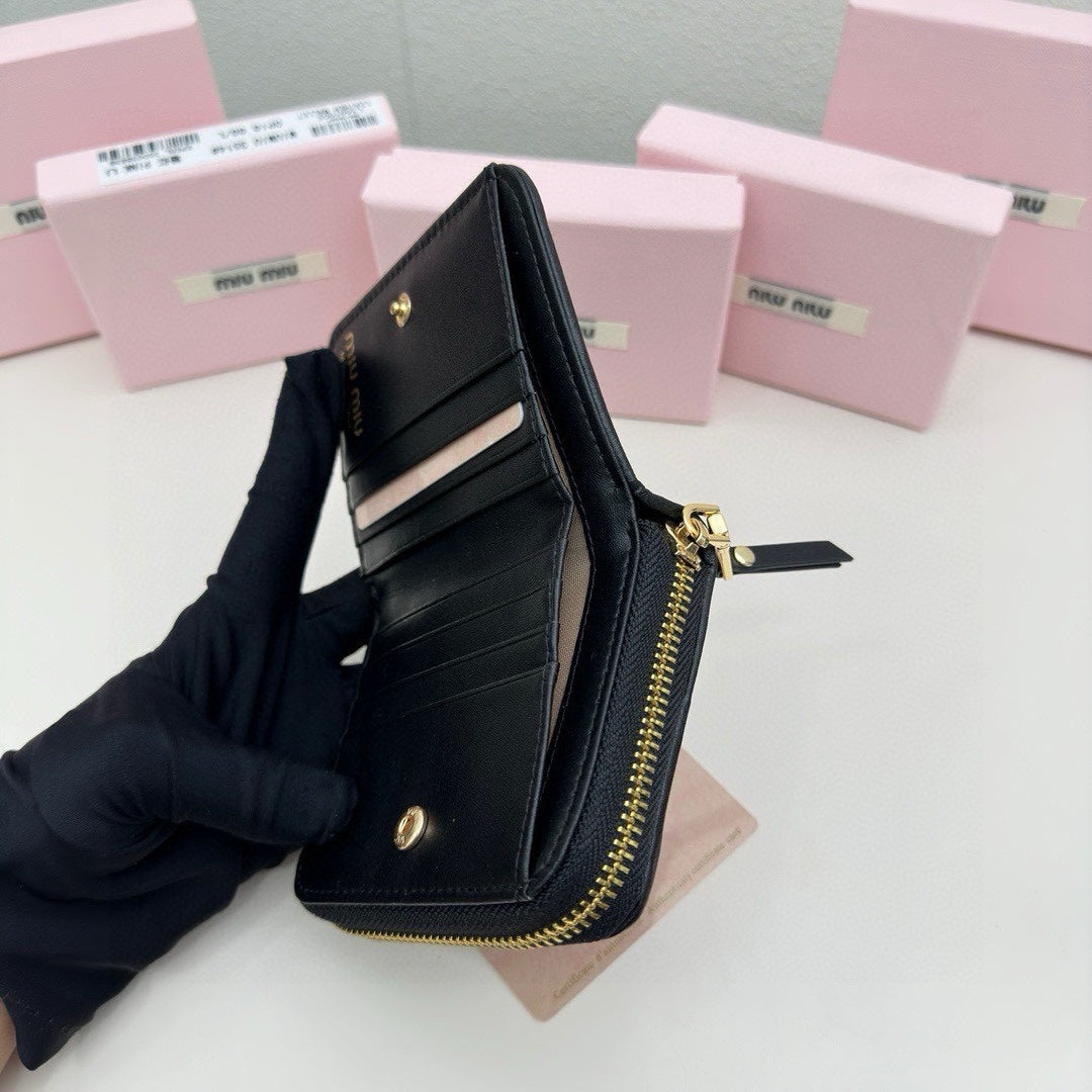 SMALL MATELASS¨¦ WALLET 10 IN BLACK LEATHER