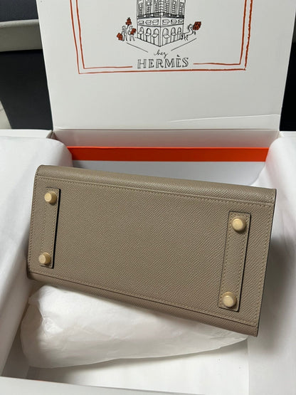 HM BIRKIN SELLIER ETOUPE GREY EPSOM LEATHER GOLD HARDWARE