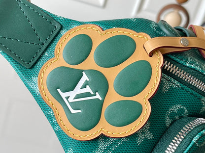 RUSH BUMBAG 30 IN GREEN MONOGRAM HERITAGE CANVAS