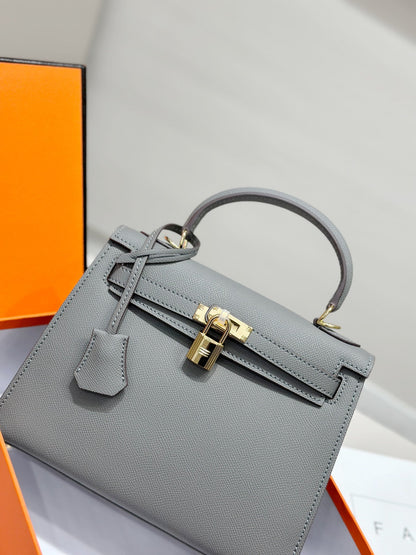 HM Kelly 25cm Vert Amande Epsom Leather Gold Hardware