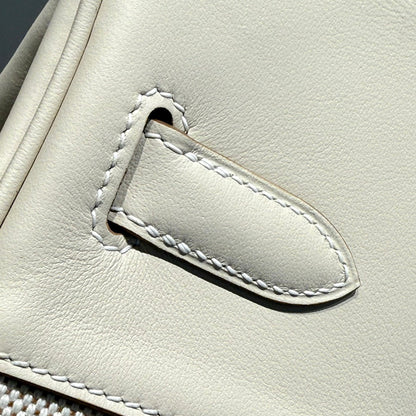 HM Birkin 30 Milkshake White Canvas with Swift Leather Silver Hardware 237310