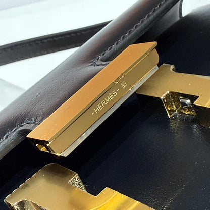 HM Constance Elan 24cm Bag Black Box Calfskin Gold Hardware