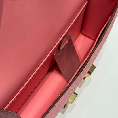 HM Constance Elan 24cm Bag Pink Epsom Leather Gold Hardware