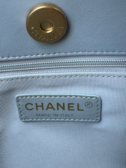 CC 23C Small Hobo Bag 21.5 Cloud Blue Lambskin Gold Hardware