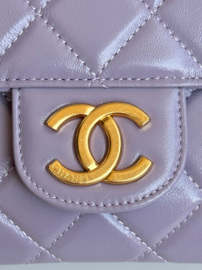 CC 23C Small Hobo Bag 21.5 Violet Lambskin Gold Hardware