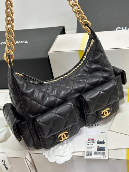 CC 25C Hobo 31cm Black Lambskin Gold Hardware 243540