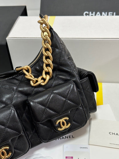 CC 25C Hobo 31cm Black Lambskin Gold Hardware 243540