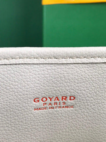ANJOU MINI BAG 20 IN WHITE CALFSKIN AND GOYARDINE CANVAS