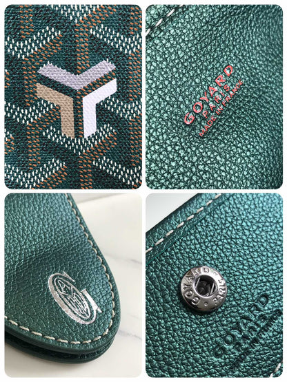 ANJOU MINI BAG 20 IN GREEN CALFSKIN AND GOYARDINE CANVAS