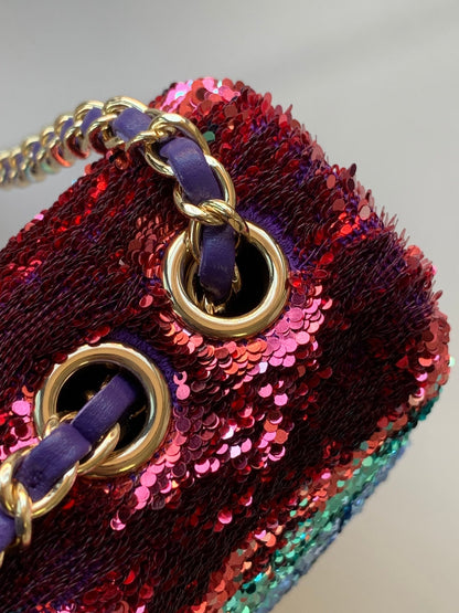 Flap Bag Mini 21cm Multicolor Sequin