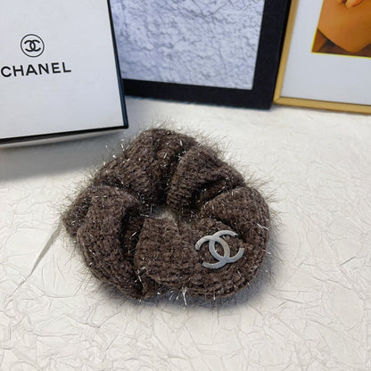 HAIR SCRUNCHIE BROWN WRINKLED FABRIC 151389