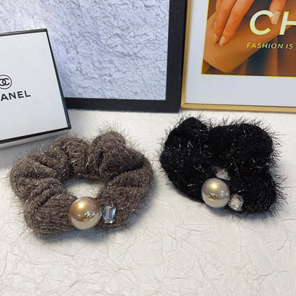 HAIR SCRUNCHIE BLACK WRINKLED FABRIC 151390
