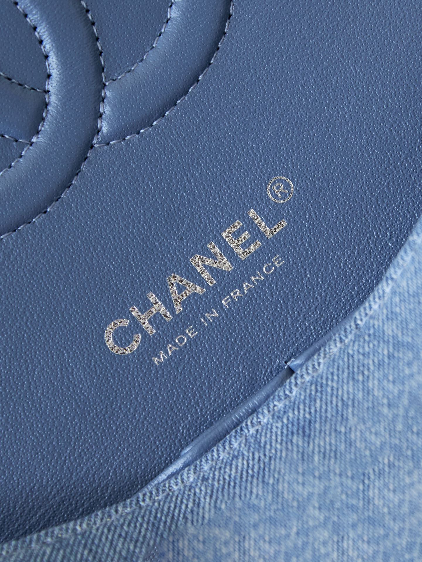 CC 24K Flap Bag 25cm Blue Denim Silver Hardware