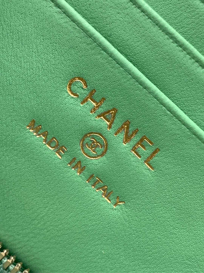 CC Vanity Case 17cm Jungle Green Leather Gold Hardware 238497