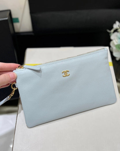 CC 24K Hobo 22 Bag Cloud Blue Grained Calfskin