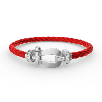 DIANA FORCE LARGE HORSESHOE HALF DIAMOND BRACELET SILVER
